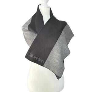 Calvin Klein logo‎ knit winter Muffler scarf unisex black dark gray